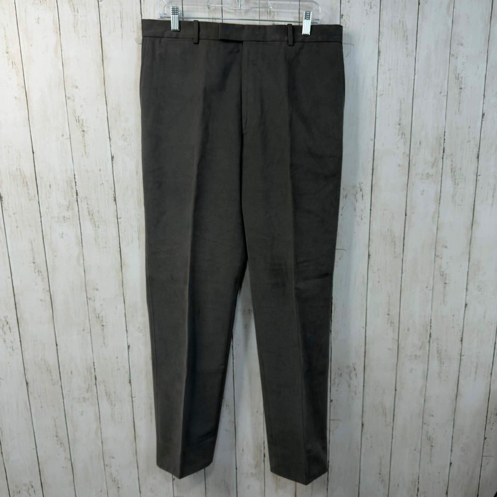 LANVIN Made in Italy Men's 100% Cotton Luxury Dress Trousers Gray‎ Size 34x31